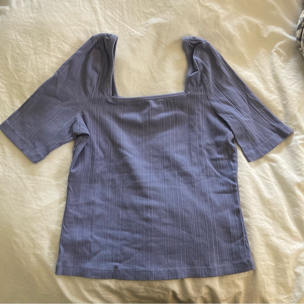 & Other Stories Ribbed Square Neck Short sleeve top